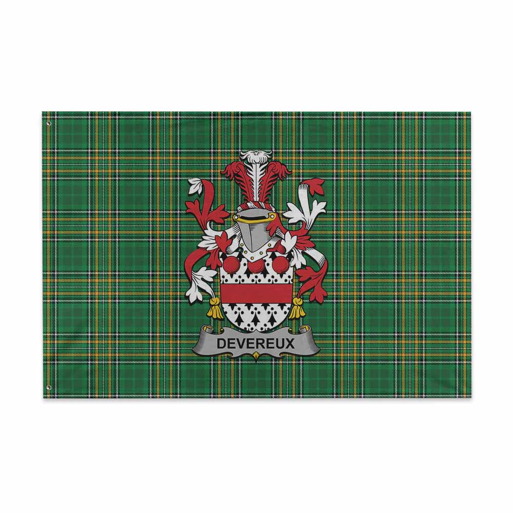 Tartan Vibes Clothing Devereux Irish Clan Tartan House Flag with Coat of Arms