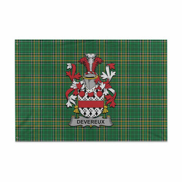 Devereux Irish Clan Tartan House Flag with Coat of Arms