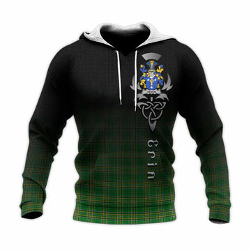 Tartan Vibes Clothing Devlin Irish Clan Knitted Hoodie with Coat of Arms Erin Go Bragh Celtic Inspired