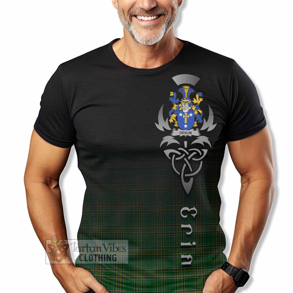 Tartan Vibes Clothing Devlin Irish Clan T-Shirt with Coat of Arms Erin Go Bragh Celtic Inspired