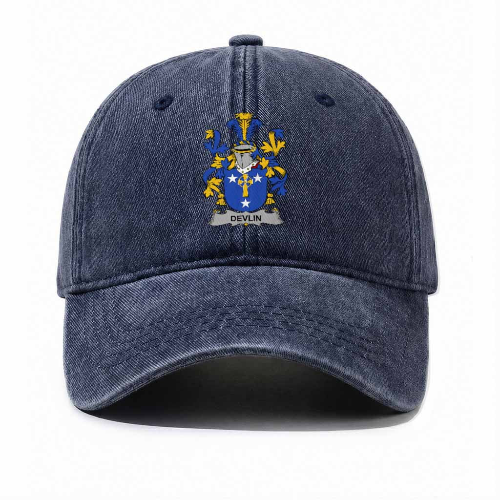 Devlin Irish Coat of Arms Washed Baseball Cap