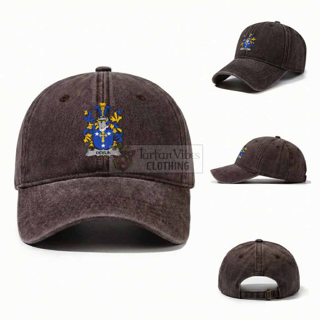 Devlin Irish Coat of Arms Washed Baseball Cap