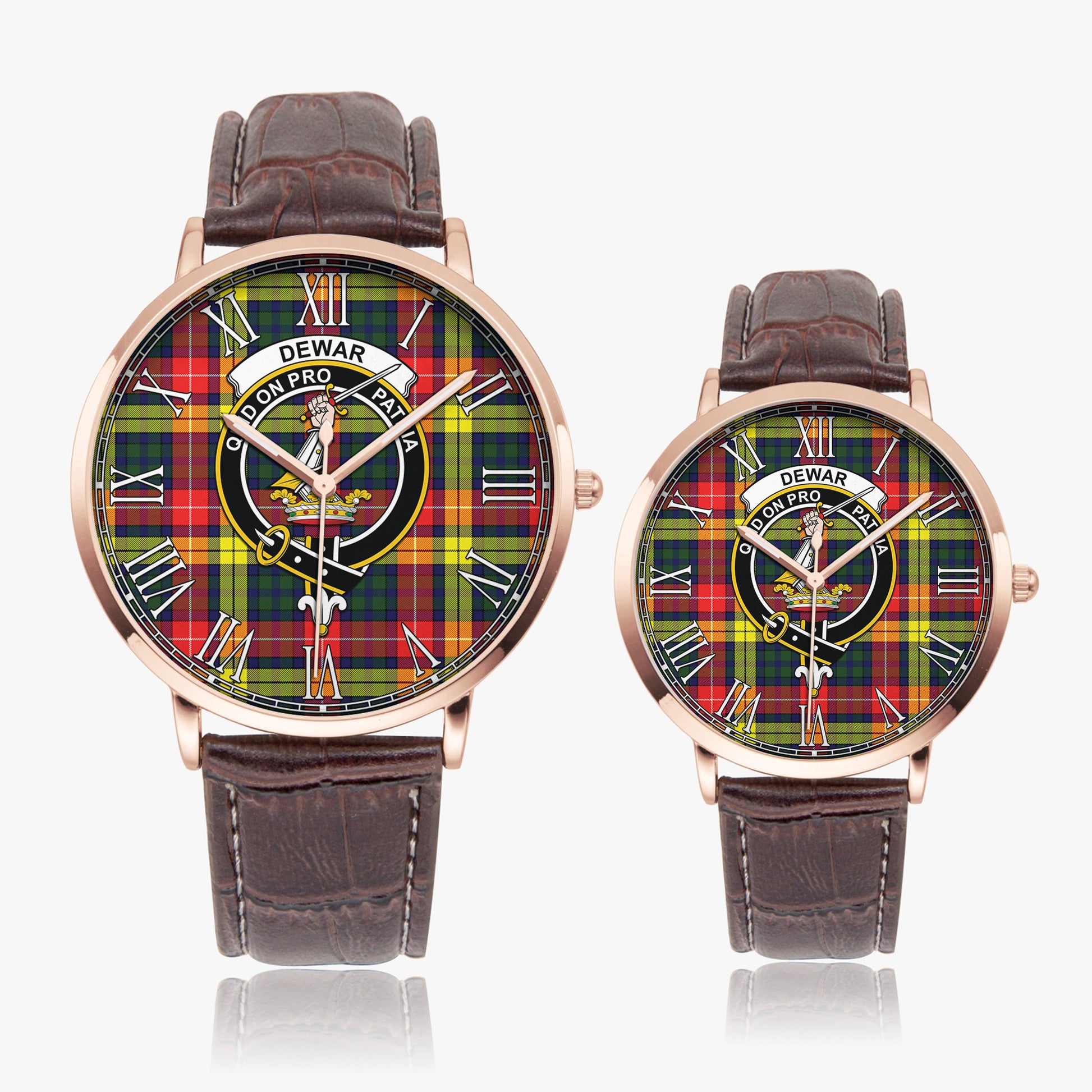 Dewar Tartan Family Crest Leather Strap Quartz Watch - Tartan Vibes Clothing