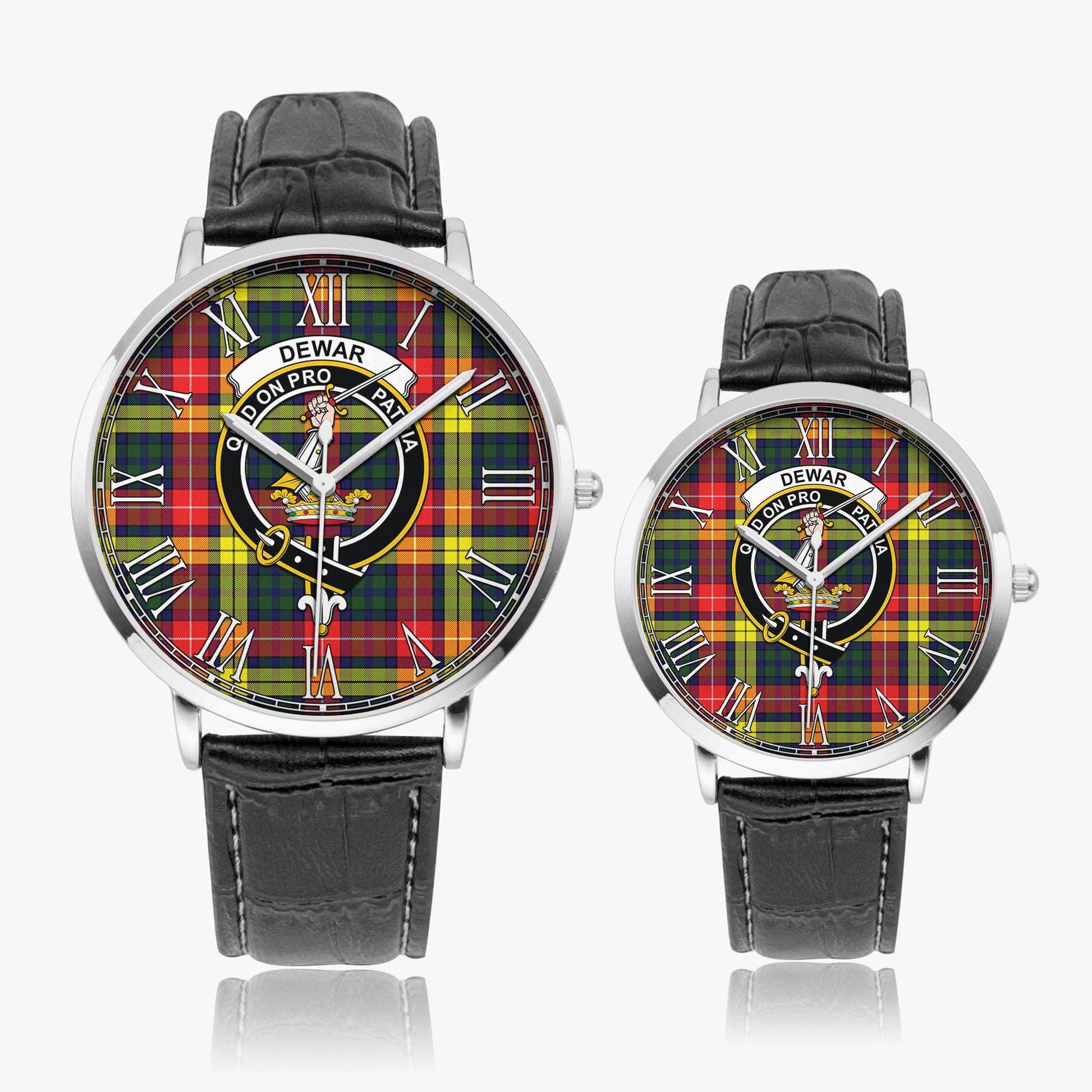 Dewar Tartan Family Crest Leather Strap Quartz Watch - Tartan Vibes Clothing