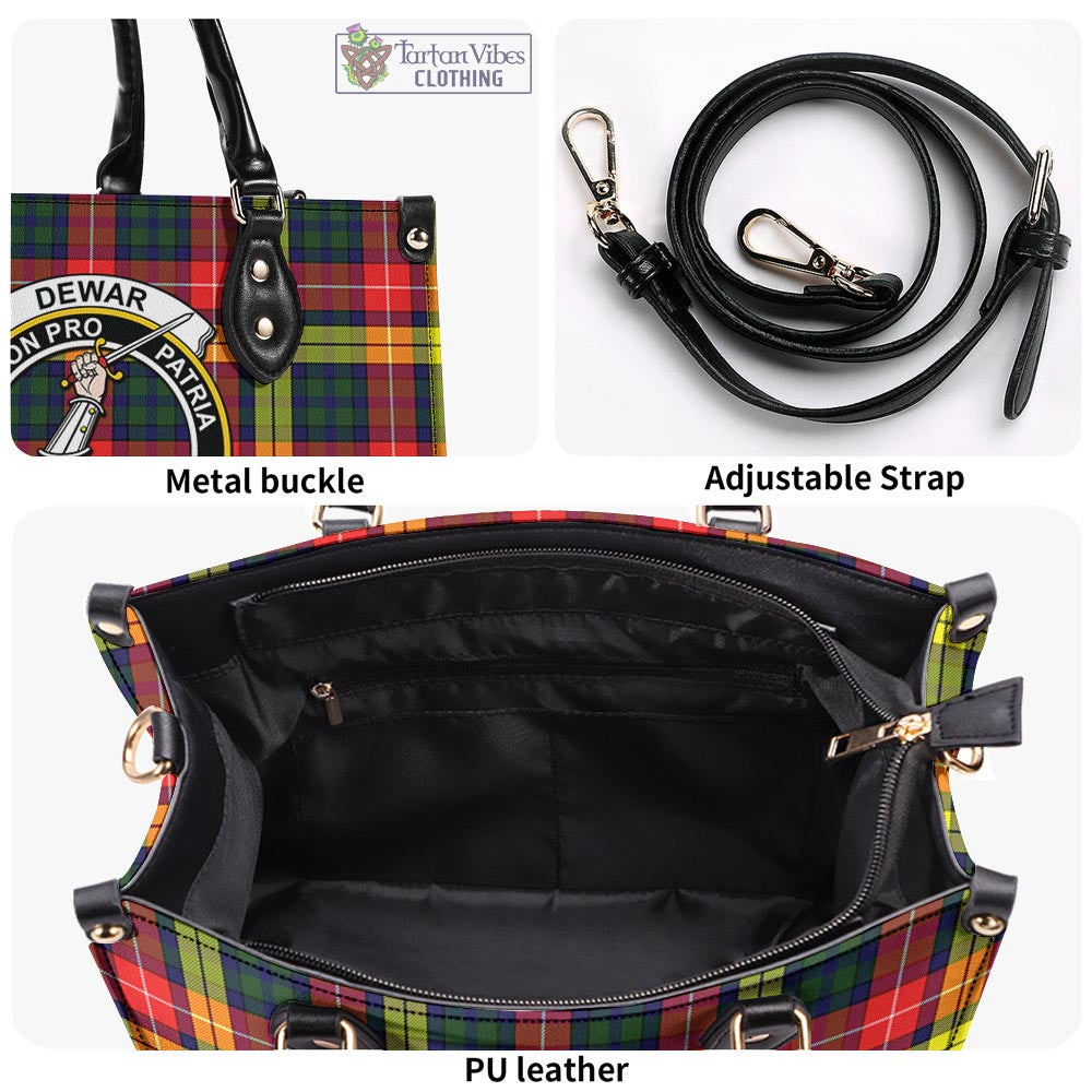 Dewar Tartan Luxury Leather Handbags with Family Crest - Tartan Vibes Clothing