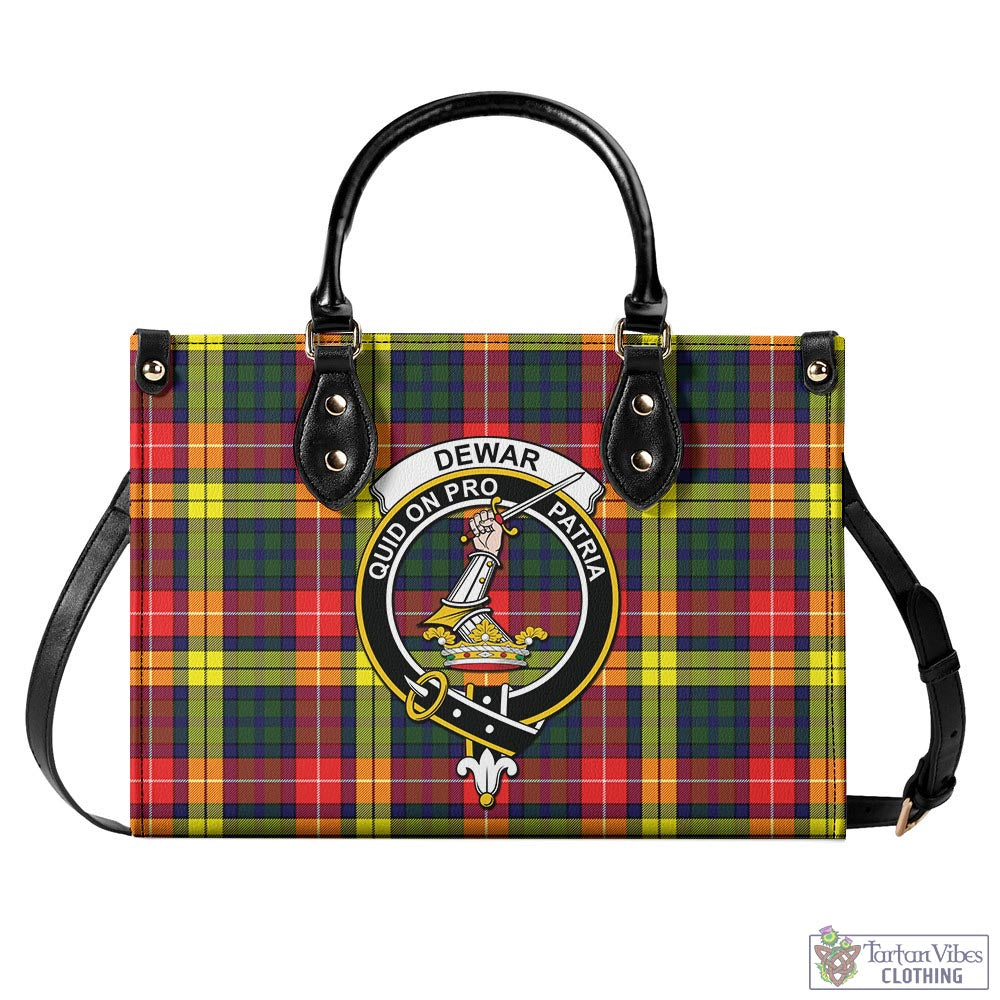 Dewar Tartan Luxury Leather Handbags with Family Crest - Tartan Vibes Clothing