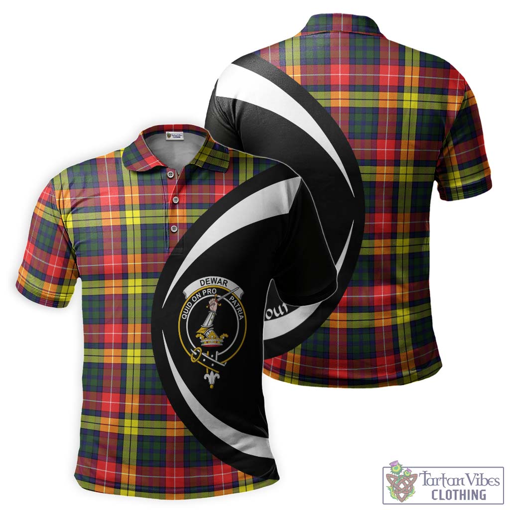 Dewar Tartan Men's Polo Shirt with Family Crest Circle Style Kid - Tartan Vibes Clothing