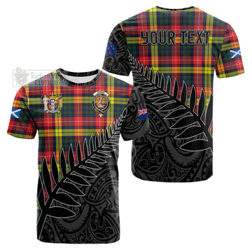Tartan Vibes Clothing Dewar Crest Tartan Cotton T-shirt with New Zealand Silver Fern Half Style