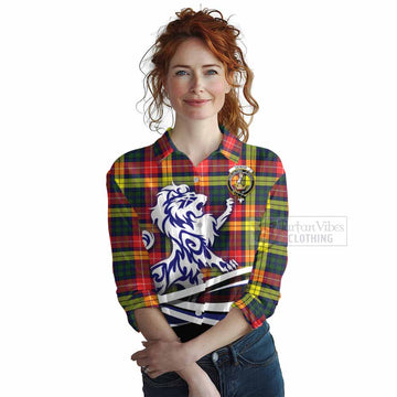 Tartan Vibes Clothing Dewar Tartan Women's Casual Shirt with Alba Gu Brath Regal Lion Emblem