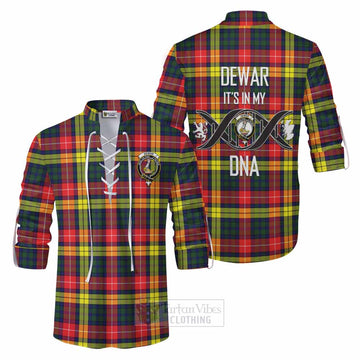 Dewar Tartan Ghillie Kilt Shirt with Family Crest DNA In Me Style Men - Tartan Vibes Clothing