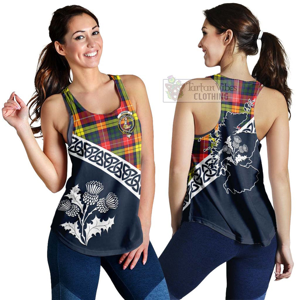 Dewar Tartan Women's Racerback Tanks Featuring Thistle and Scotland Map 4XL - Tartan Vibes Clothing