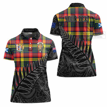 Dewar Crest Tartan Women's Polo Shirt with New Zealand Silver Fern Half Style Women - Tartan Vibes Clothing
