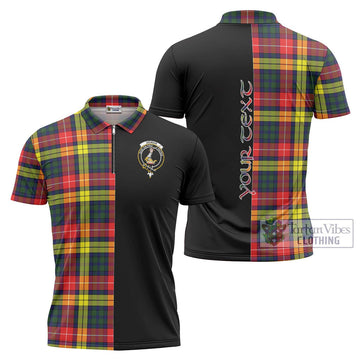 Dewar Tartan Zipper Polo Shirt with Family Crest and Half Of Me Style Unisex - Tartan Vibes Clothing