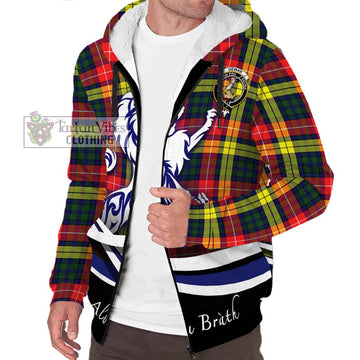 Dewar Tartan Sherpa Hoodie with Alba Gu Brath Regal Lion Emblem Unisex S - Tartan Vibes Clothing
