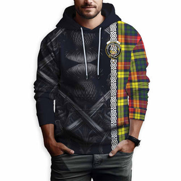Dewar Tartan Hoodie with Family Crest Cross Sword Thistle Celtic Vibes Pullover Hoodie - Tartan Vibes Clothing