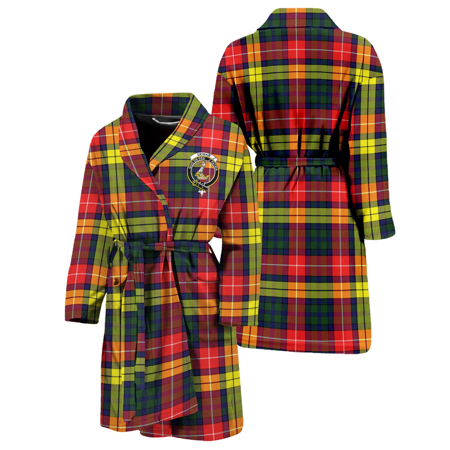 Dewar Tartan Bathrobe with Family Crest Unisex S - Tartan Vibes Clothing