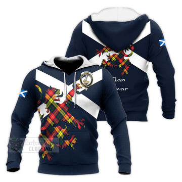 Dewar Tartan Lion Rampant Knitted Hoodie Proudly Display Your Heritage with Alba Gu Brath and Clan Name Unisex Knitted Pullover Hoodie - Tartan Vibes Clothing