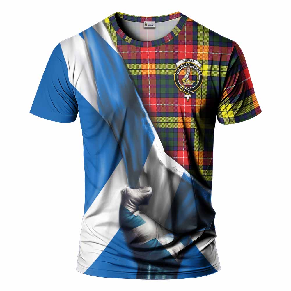 Dewar Tartan T-Shirt with Family Crest Scotland Patriotic Style Kid's Shirt - Tartan Vibes Clothing