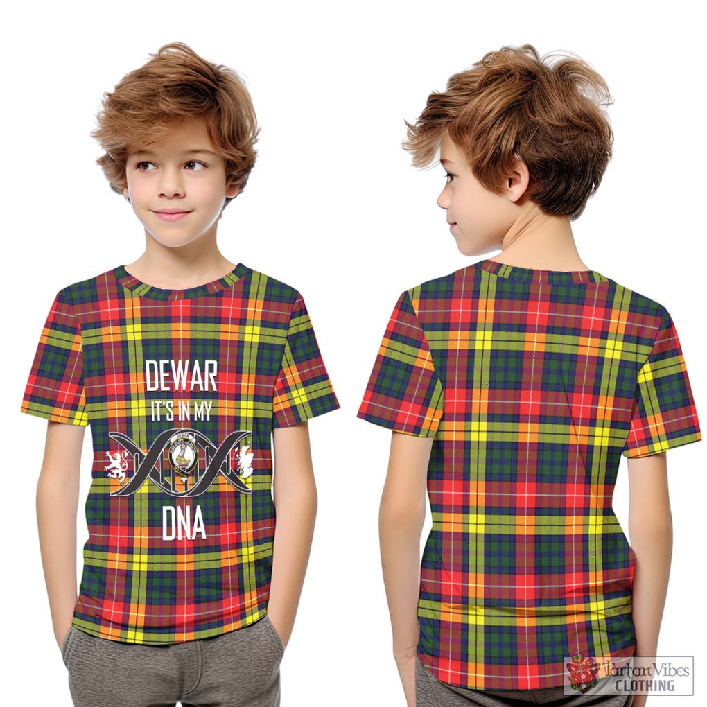 Dewar Tartan Kid T-Shirt with Family Crest DNA In Me Style Youth XL Size14 - Tartan Vibes Clothing
