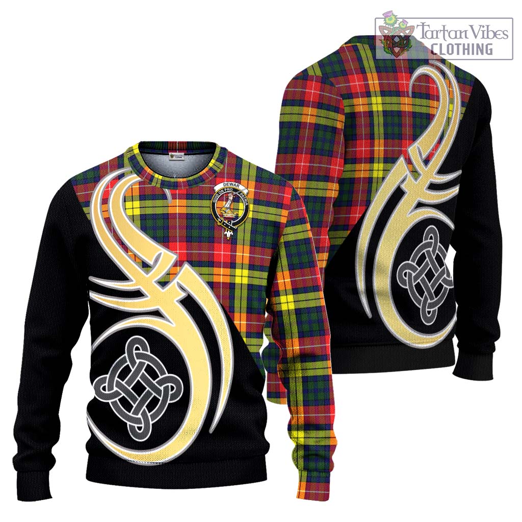 Dewar Tartan Ugly Sweater with Family Crest and Celtic Symbol Style Unisex - Tartan Vibes Clothing