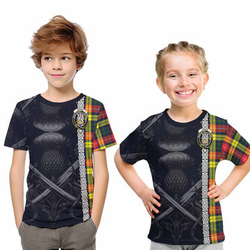 Dewar Tartan Kid T-Shirt with Family Crest Cross Sword Thistle Celtic Vibes Youth XL Size14 - Tartan Vibes Clothing
