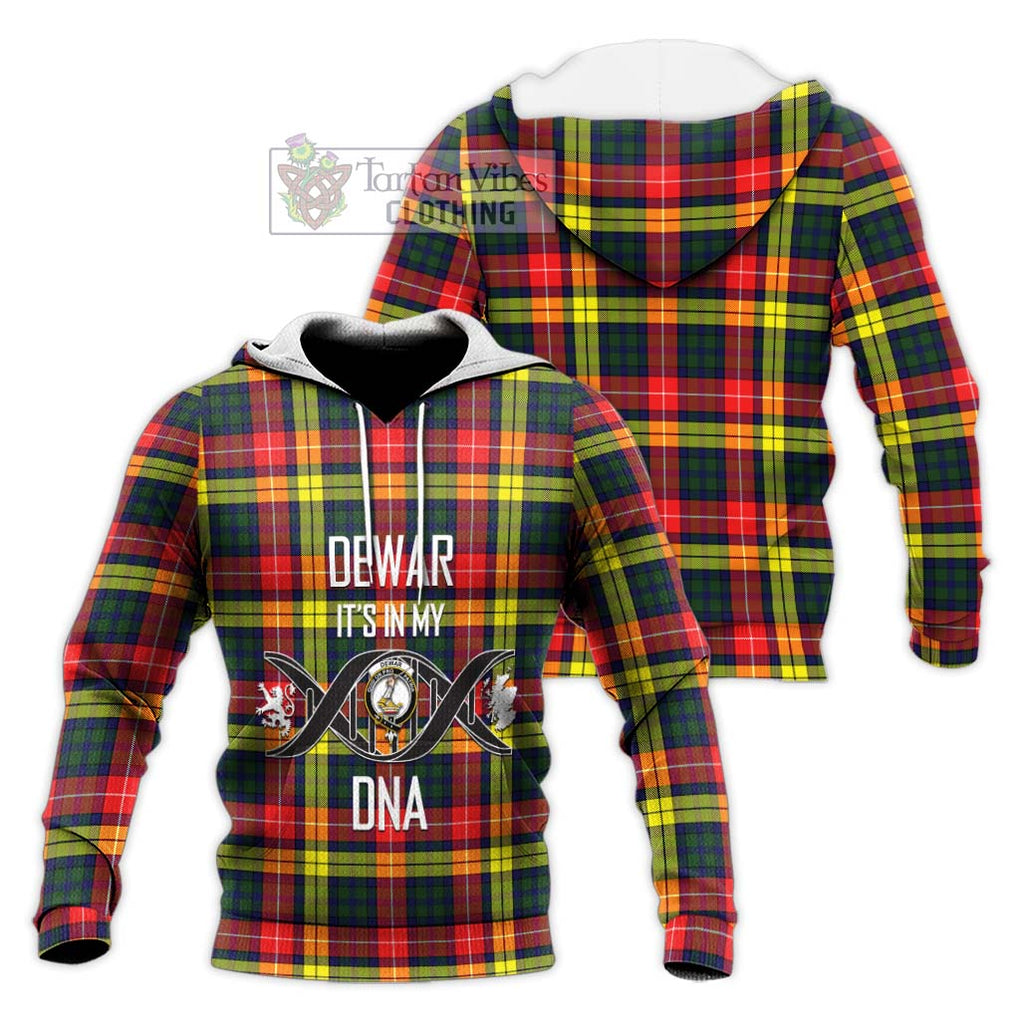 Dewar Tartan Knitted Hoodie with Family Crest DNA In Me Style Unisex Knitted Pullover Hoodie - Tartan Vibes Clothing