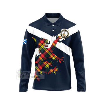 Dewar Tartan Lion Rampant Long Sleeve Polo Shirt Proudly Display Your Heritage with Alba Gu Brath and Clan Name Unisex - Tartan Vibes Clothing
