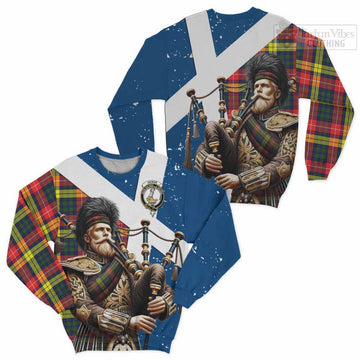 Dewar Tartan Sweatshirt with Family Crest Scottish Bagpiper Vibes Unisex - Tartan Vibes Clothing