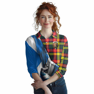 Dewar Tartan Women's Casual Shirt with Family Crest Scotland Patriotic Style Female - Tartan Vibes Clothing