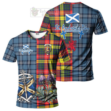 Dewar Tartan T-Shirt Happy St. Andrew's Day Half Tartan Style Kid's Shirt - Tartan Vibes Clothing