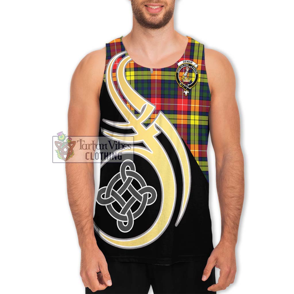 Dewar Tartan Men's Tank Top with Family Crest and Celtic Symbol Style Men - Tartan Vibes Clothing