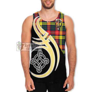 Dewar Tartan Men's Tank Top with Family Crest and Celtic Symbol Style Men - Tartan Vibes Clothing
