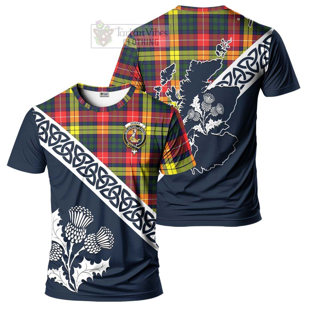 Dewar Tartan T-Shirt Featuring Thistle and Scotland Map Kid's Shirt - Tartanvibesclothing Store