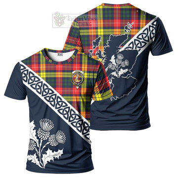 Dewar Tartan T-Shirt Featuring Thistle and Scotland Map Kid's Shirt - Tartanvibesclothing Store