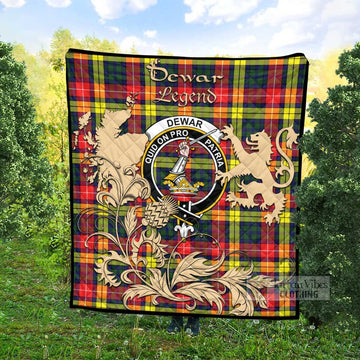 Tartan Vibes Clothing Dewar Tartan Quilt with Family Crest and Scottish Symbol Style