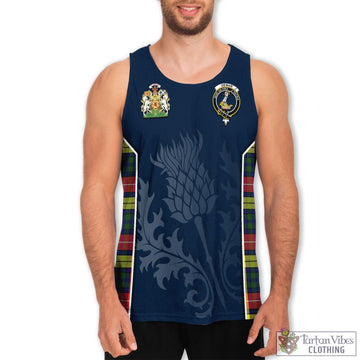 Dewar Tartan Men's Tanks Top with Family Crest and Scottish Thistle Vibes Sport Style