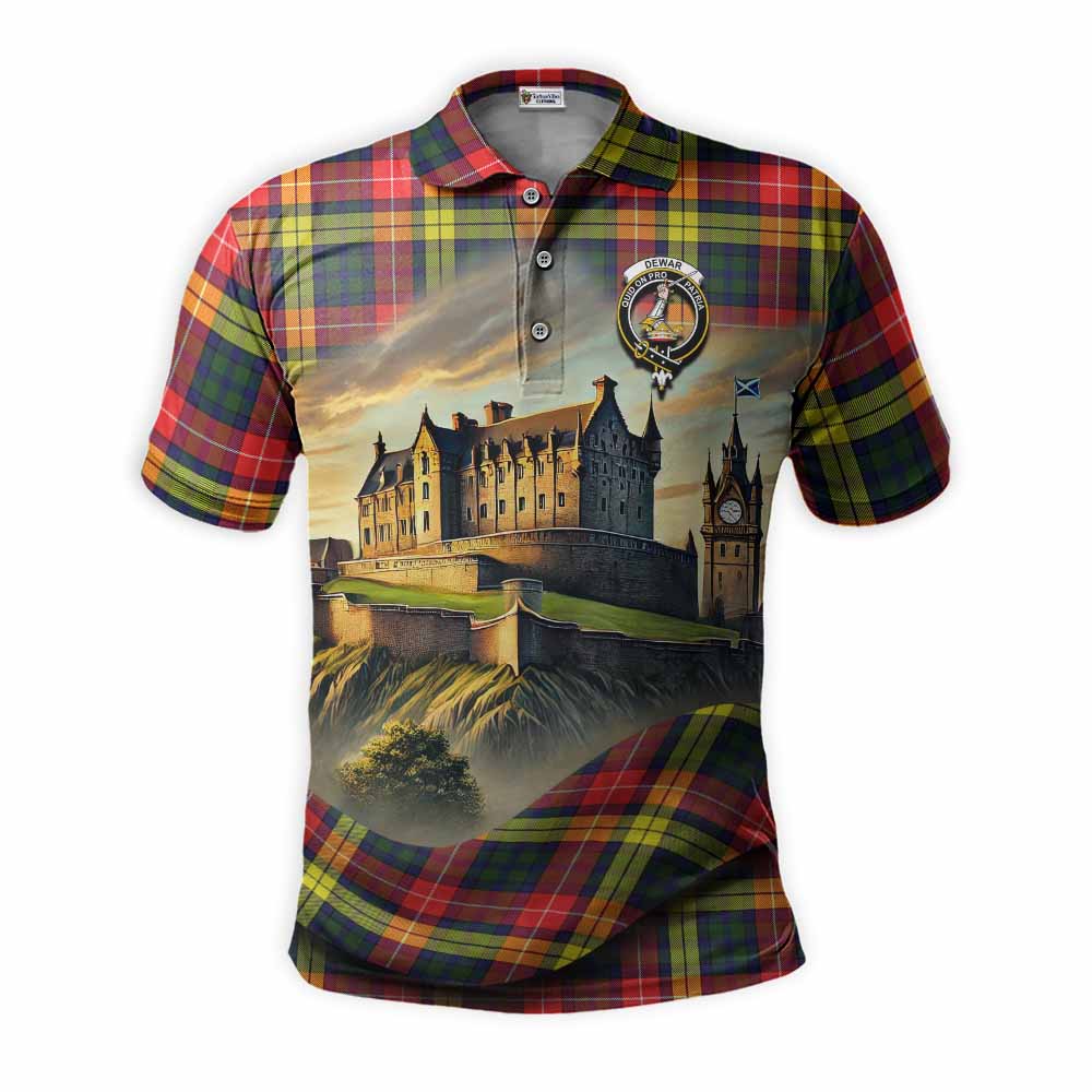 Tartan Vibes Clothing Dewar Tartan Family Crest Polo Shirt with Scottish Ancient Castle Stype