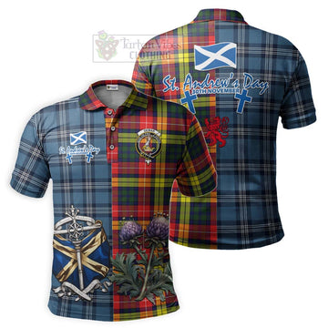 Dewar Tartan Polo Shirt Happy St. Andrew's Day Half Tartan Style Kid - Tartan Vibes Clothing