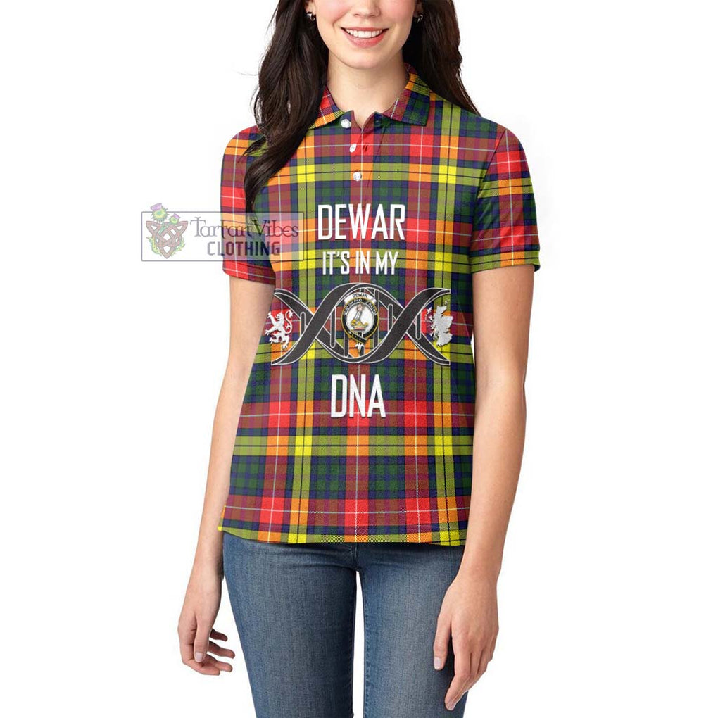 Dewar Tartan Women's Polo Shirt with Family Crest DNA In Me Style Women - Tartan Vibes Clothing