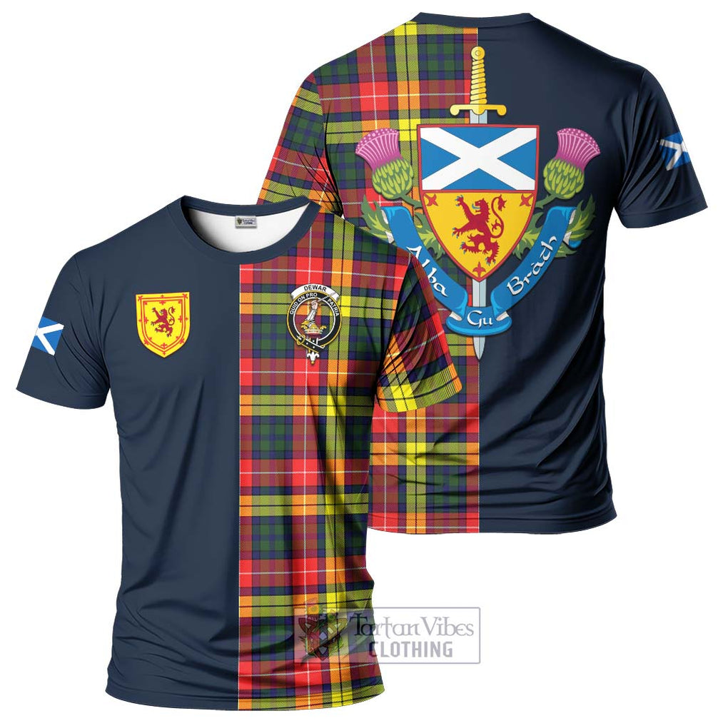 Dewar Tartan T-Shirt Alba with Scottish Lion Royal Arm Half Style Kid's Shirt - Tartan Vibes Clothing