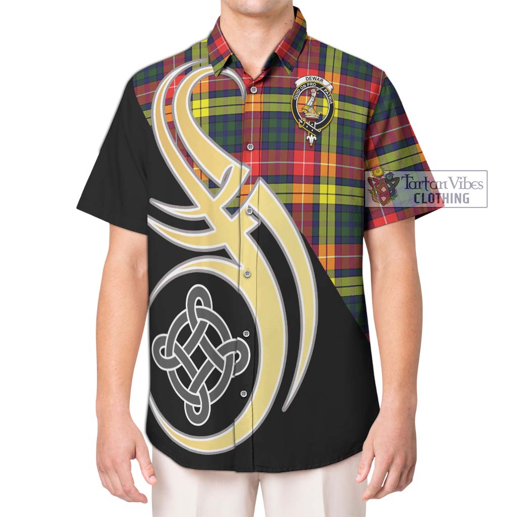 Dewar Tartan Hawaiian Shirt with Family Crest and Celtic Symbol Style Kid - Tartan Vibes Clothing