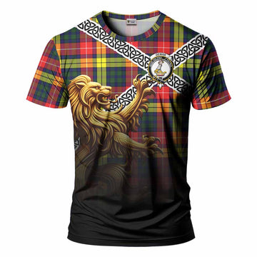 Dewar Crest Tartan T-Shirt with Golden Lion Emblem Celtic Style Kid's Shirt - Tartan Vibes Clothing