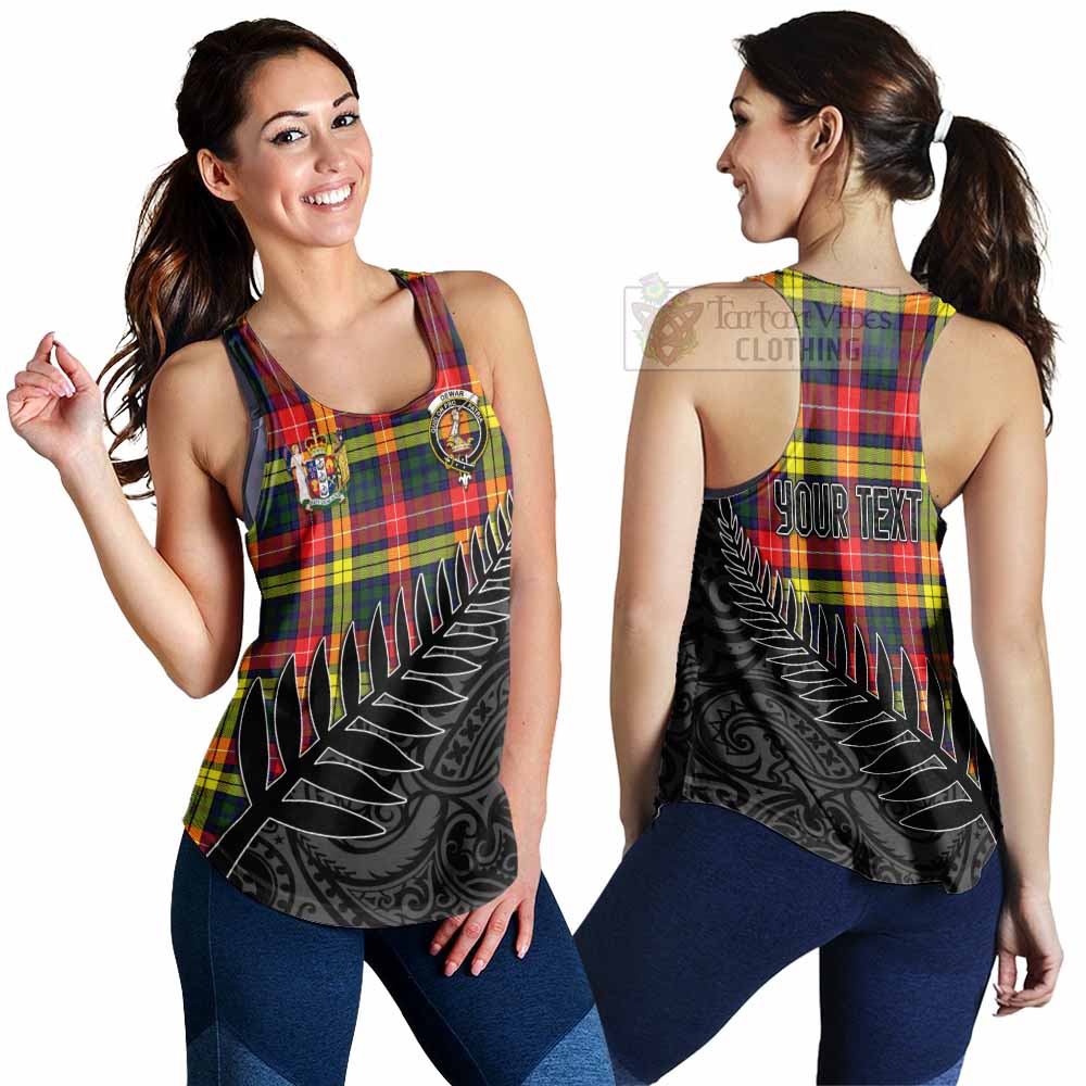 Dewar Crest Tartan Women's Racerback Tanks with New Zealand Silver Fern Half Style 4XL - Tartan Vibes Clothing