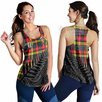Dewar Crest Tartan Women's Racerback Tanks with New Zealand Silver Fern Half Style 4XL - Tartan Vibes Clothing