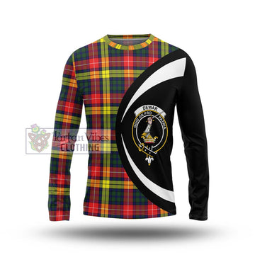 Dewar Tartan Long Sleeve T-Shirt with Family Crest Circle Style Unisex - Tartan Vibes Clothing