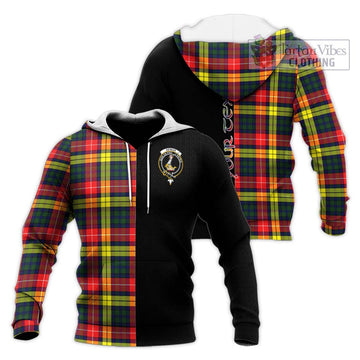 Dewar Tartan Knitted Hoodie with Family Crest and Half Of Me Style Unisex Knitted Pullover Hoodie - Tartan Vibes Clothing