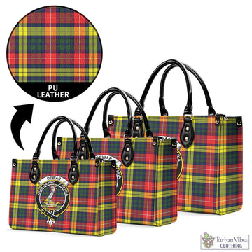 Dewar Tartan Luxury Leather Handbags with Family Crest L - Tartan Vibes Clothing