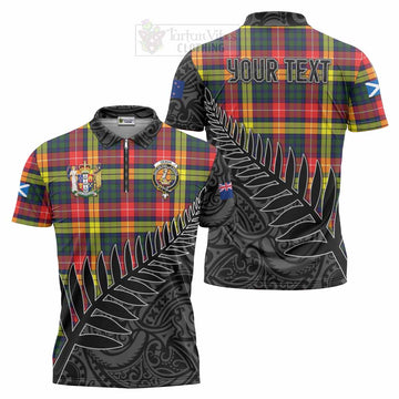 Dewar Crest Tartan Zipper Polo Shirt with New Zealand Silver Fern Half Style Unisex - Tartan Vibes Clothing