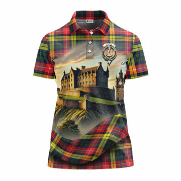 Dewar Tartan Family Crest Women's Polo Shirt with Scottish Ancient Castle Style Women - Tartan Vibes Clothing