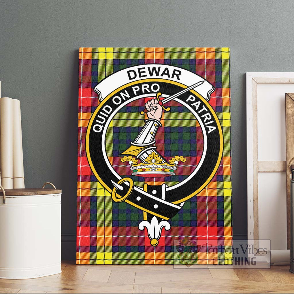 Dewar Tartan Canvas Print Wall Art with Family Crest Without Frame - Tartan Vibes Clothing